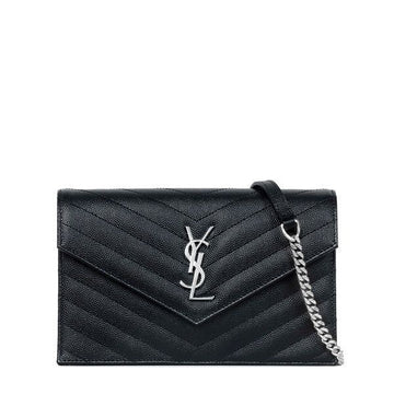 Saint Laurent Black Cassandra Envelope Chain Shoulder Bag 153893626 [P]