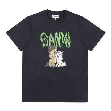 GANNI Damen T-Shirt mit Pony-Logo 155592454