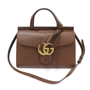 GUCCI Braune Leder GG Marmont Kleine Top Handle 2WAY 155592570