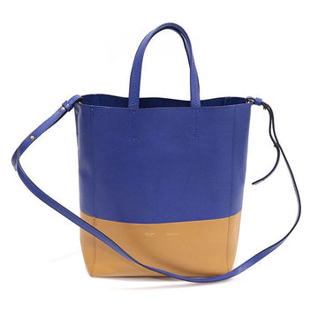 CELINE 176163 Blau Braun Ton-in-Ton Kalbsleder Vertikal Cabas Small 2WAY 155592585