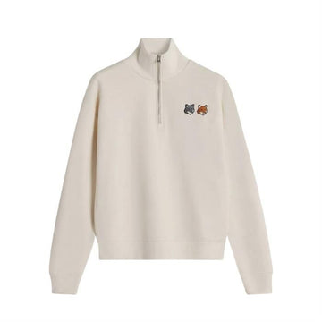 MAISON KITSUNE Doppel Fox Kopf Halb Reißverschluss Komfort Sweatshirt OW211CFKM0341 P702 155593565