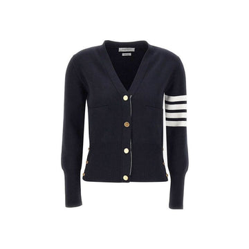THOM BROWNE ミラノ クラシック Vネック ウール カーディガン ネイビー 415 150342181