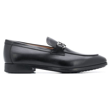 Salvatore Ferragamo Silver Double Gancini Loafers Black 153210683