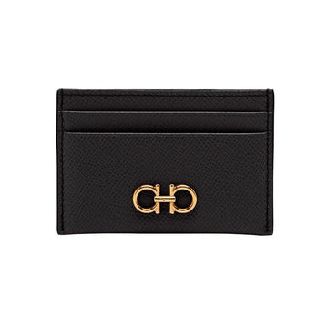 SALVATORE FERRAGAMO 26SS ゴールド ダブル ガンチーニ カードケース ブラック 22-0007 0742164 152303304