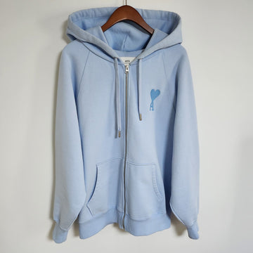 AMI Sky Blue Big Heart Embroidered Hoodie E22USW402 747 155614253