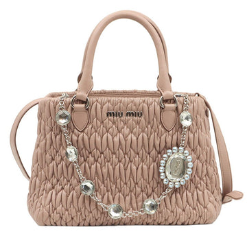 MIU MIU Kreuzkörperkette aus pink-beigem Nappaleder mit Kristall 2WAY (integrierter Chip) / 5BA067 155615637