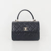 CHANEL 25C Trendy CC Top Handle Medium Flap Bag Black Gold A92236 155615907 [P]