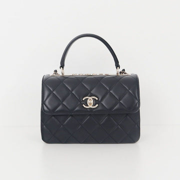 CHANEL 25C Trendy CC Top Handle Medium Flap Bag Black Gold A92236 155615907