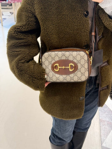 Gucci Horsebit 1955 Small Shoulder Bag Crossbody Beige Ebony 760196 92TCG 8563 155619281