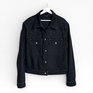 LOUIS VUITTON Zerstörte Denim Truckerjacke HMA70W 155622656