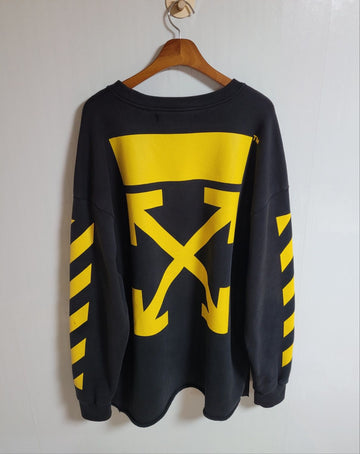 OFF WHITE Schwarzes gelbes Pfeil Oversized Sweatshirt S 155628141