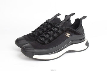CHANEL Mixfaser Sneaker mit CC-Logo in Schwarz 39(250) 155628197