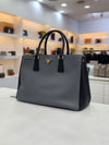 Prada Saffiano Lux Grey Black Two-Tone Tote Bag B2274A 155629179 [P]