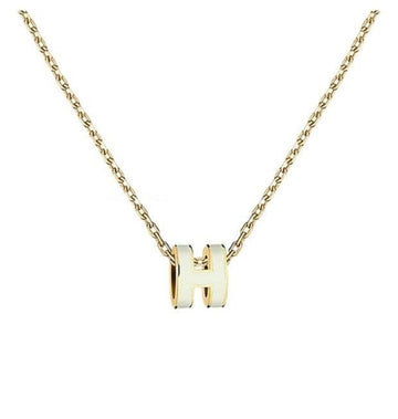 HERMES Mini Pop-Ash Halskette H147992F49 Gold Blanc Weiß 111032658