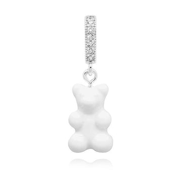 Crystal Haze Jewelry Nostalgia Bear Powder Pave Connector Silver Women's Charm 151110357