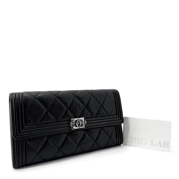 CHANEL Silver Boy Calfskin Flap Wallet 155736773