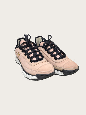 CHANEL Mixte Faser Sneaker in Pink und Weiß 37.5 155739481