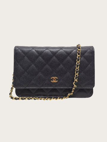 CHANEL Black Caviar Gold Classic WOC Crossbody Bag 30 Series 155739681