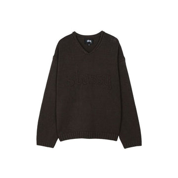 STUSSY Vネックロゴセーター ブラウン 152739455