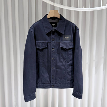 FENDI (A+/54) / Jeansjacke mit FF-Logo-Patch 155762057