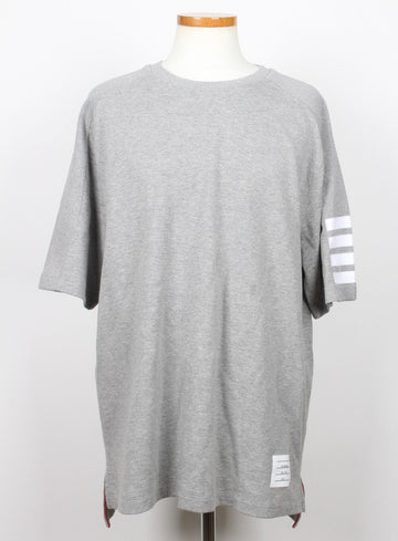 THOM BROWNE コットン サイドストライプ 半袖 Tシャツ グレー 5(105) 155768880