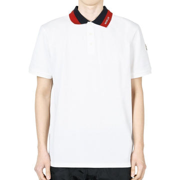 Moncler Men's Branded Patch Collar Pique Short Sleeve Polo (Ivory) 8A00025 89A16 034 131225028