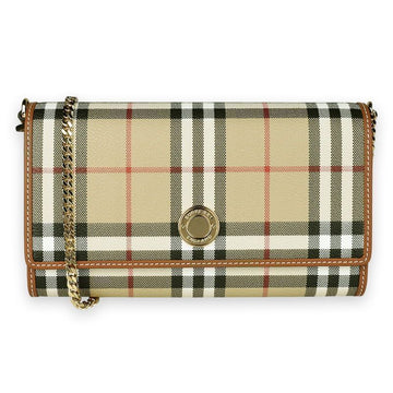 BURBERRY チェックスリムミニチェーンクロスボディバッグ(ベージュ) A7026 132403115