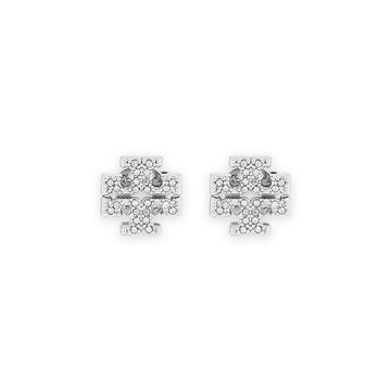 Tory Burch Women Kira Crystal Logo Earrings (Silver) 53423 042 134033525