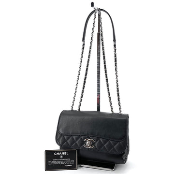 CHANEL Lambskin Silver Logo Season Flap Shoulder Bag 155773812
