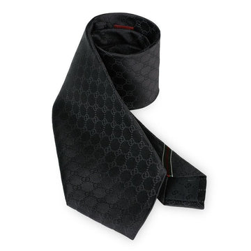 Gucci Men's GG Logo Web Stripe Silk Tie (Black) 456520 4B002 1000 153081108