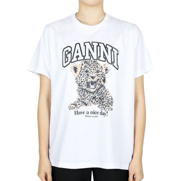 GANNI レディース レオパード グラフィック 半袖 T4124 943 153489956