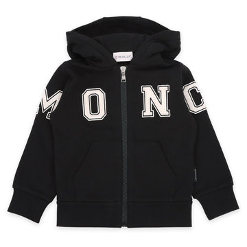 Moncler Kids Lettering Hooded Zip Jacket (Black) 8G00004 899PS 999 56652330