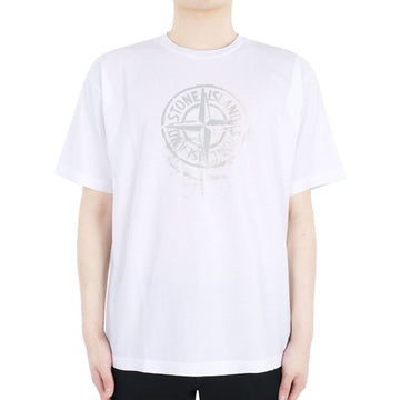 STONE ISLAND 24 S/S ストーン メンズ リフレクティブ プリント 半袖 Tシャツ (ホワイト) 80152RC87 V0001 73810519