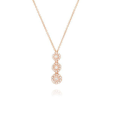 Damiani Margherita Three Circle Diamond 18K Pink Gold Necklace 20087227 145683422