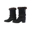 CHANEL Matelassé gesteppte Wildleder Shearling Knöchelstiefel 36 1/2 37050-5 155777625 [P]