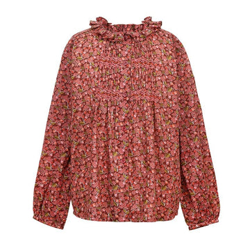 BONPOINT Kids Liberty Ruffle Fabric Cotton Embroidery Blouse 651D 155791462