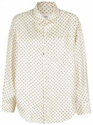 AMI Oversized Fit Dot Silk Shirt 133032596