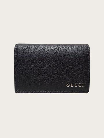 GUCCI ブラックロゴレザー名刺入れ財布 155792355