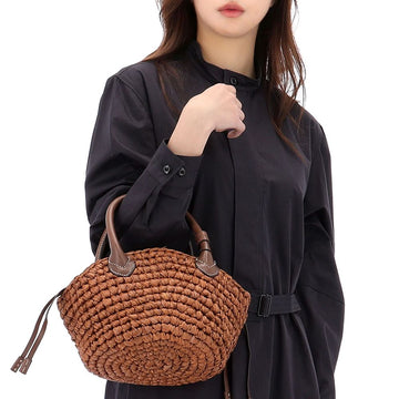 HELEN KAMINSKI 25FW RAYA RAPHIA BASKET SCHULTERTASCHE NUSSKOHLEN SCHOKOLADE 150509407
