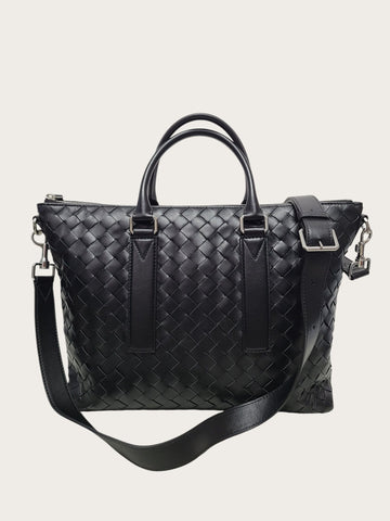BOTTEGA VENETA ノクターナルブラックイントレチャートソフドブリーフケース 155792740