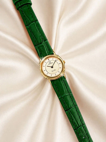 Omega De Ville Rare Vintage Gold Dial Women's Mini Leather Watch 155742877