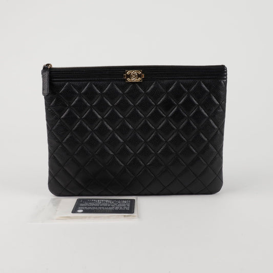 CHANEL Caviar Boy New Medium Clutch A84406 155482306 [P]