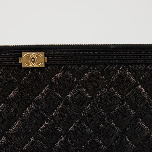 CHANEL Caviar Boy Large Clutch A84407 155586615 [P]