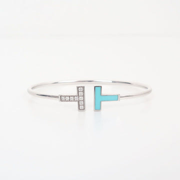 TIFFANY & CO T ダイヤモンド ターコイズ ワイヤーブレスレット ホワイトゴールド 64029037 155797940