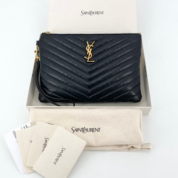 Saint Laurent Monogram Gold-tone Clutch Small 379039 155801089