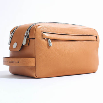 BRUNELLO CUCINELLI ダブルジッパー バケッタレザー ビューティケース MWTGBU334 C001 155826697