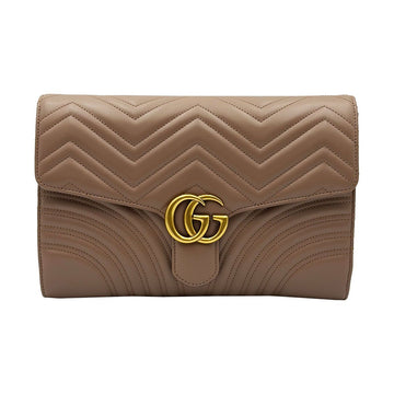 Gucci Beige GG Marmont Matelassé Clutch Bag 498079 155826853