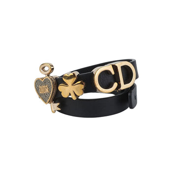 DIOR マイ ABC ゴールドチャーム ダブルループ レザー ブレスレット (チャーム4個含む) 37113 155827039