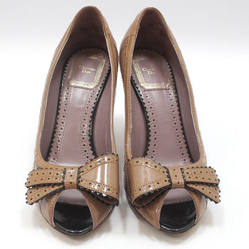 DIOR クリスチャン カナージュ パテント ポンプス トゥオープン シューズ 36.5 155828967