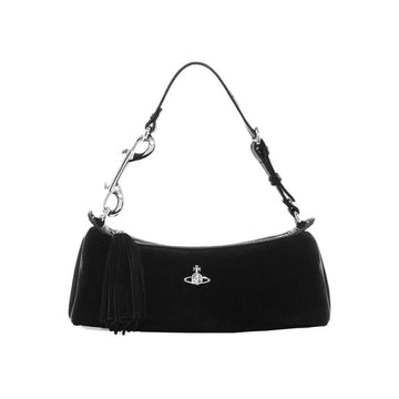 Vivienne Westwood 26SS ORB Logo Cindy Cylinder Suede Shoulder Bag Black 4603000RW L007E N401 150834934